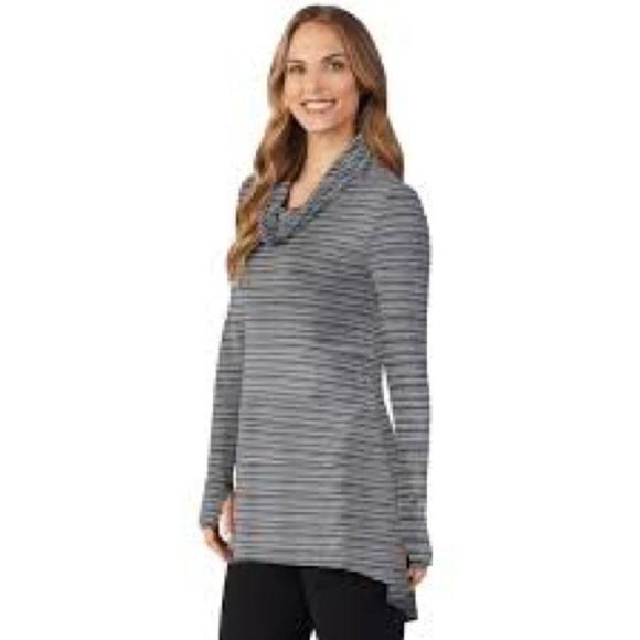 ✨Cuddl Duds® Softwear Cowlneck Gray Tunic Top - Picture 1 of 8